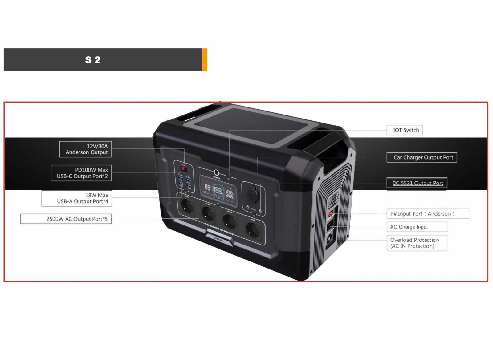 Mobiele Stroomcentrale Accupack S2 2500w 230V 16amp - Het LED Warenhuis