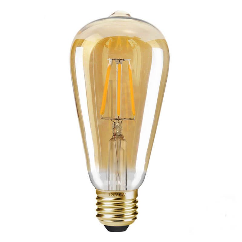 6 Watt E27 LED Filament Lamp ST64 2100K Amber - Het LED Warenhuis