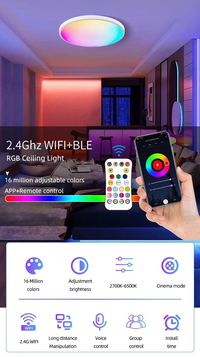 LED plafonniere RGBWW rond wifi smartcontrol 25watt + afstandbediening - Het LED Warenhuis